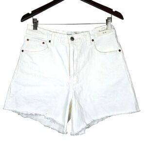 NWT Abercrombie Fitch The Dad Short High Rise Jean Womens 12 31 White Cut Off